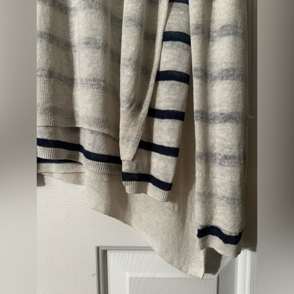 EILEEN FISHER Layered Linen Blend Layered Stripe Nautical LG Asymmetrical Hem - Picture 5 of 12
